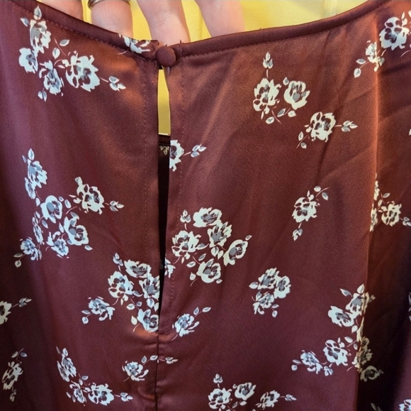 Burgundy Floral Midi Dress Size 3X New Formal Chic Modern Boho - Picture 5 of 10